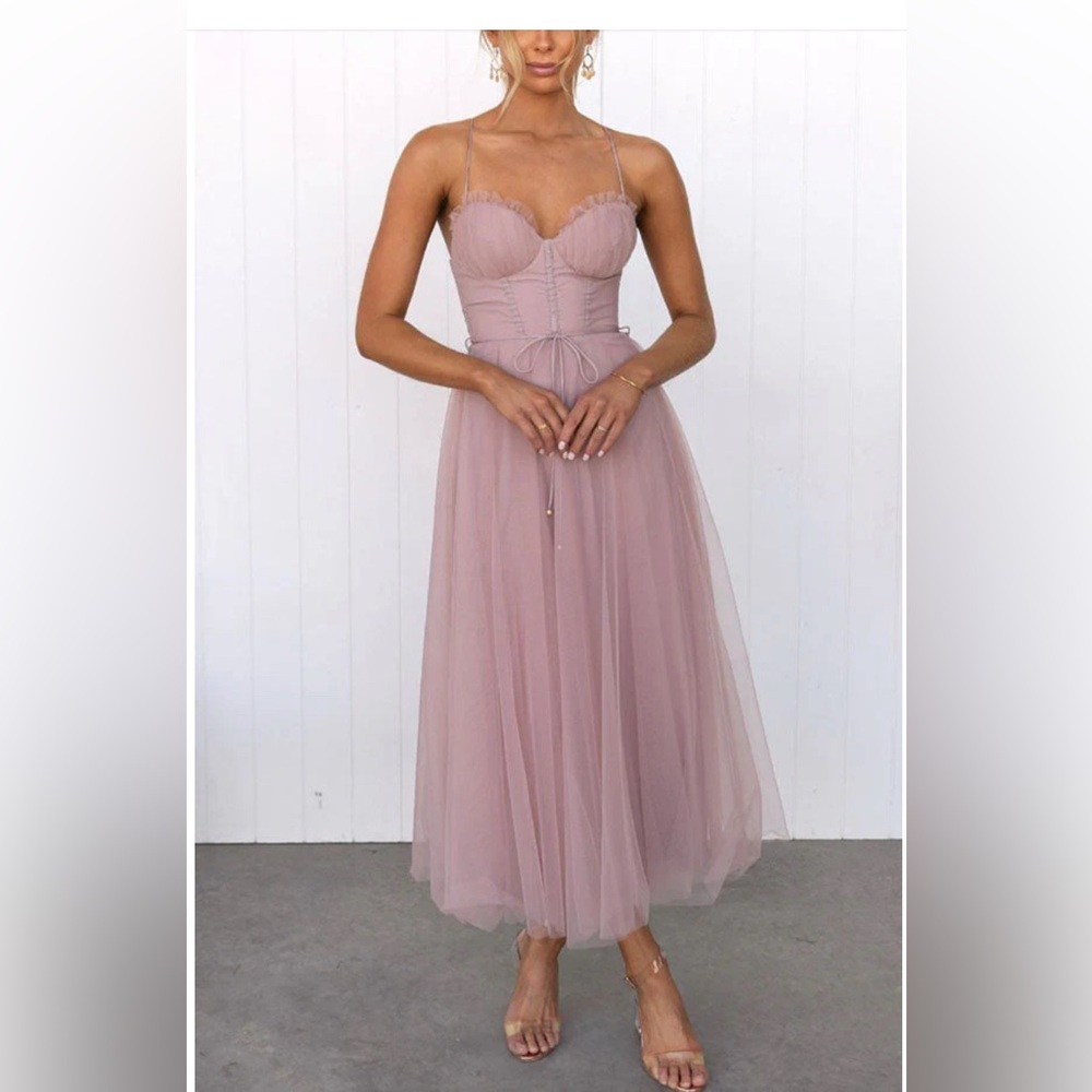 Blush Tulle Midi Dress